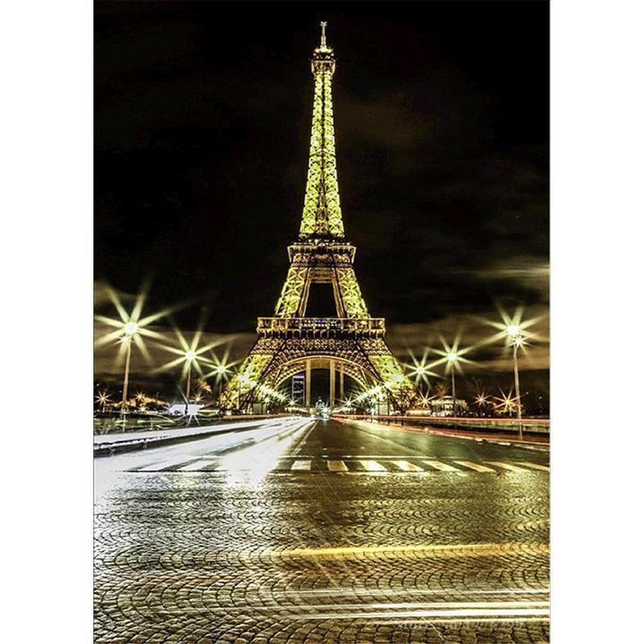Eiffel Tower night scene diamond painting kit – 12x16" Paris golden lights landmark wall art by Azurra Shop