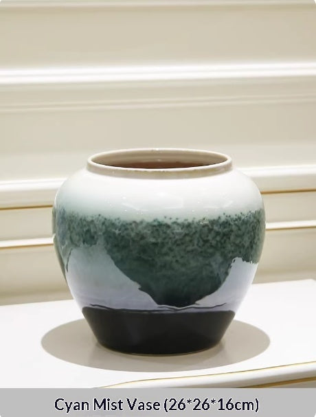 Ceramic Holly Vase with Artificial Floral Arrangement
