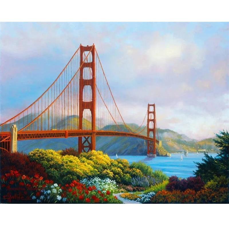 Golden Gate Bridge diamond painting kit – 8x10" to 24x32" iconic San Francisco California landmark wall art by Azurra Shop