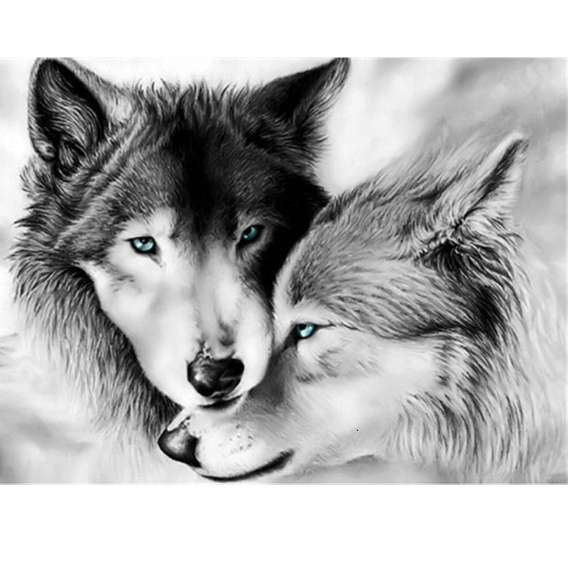 Wolves Hugging 5D diamond painting kit full drill DIY art by Azurra Shop