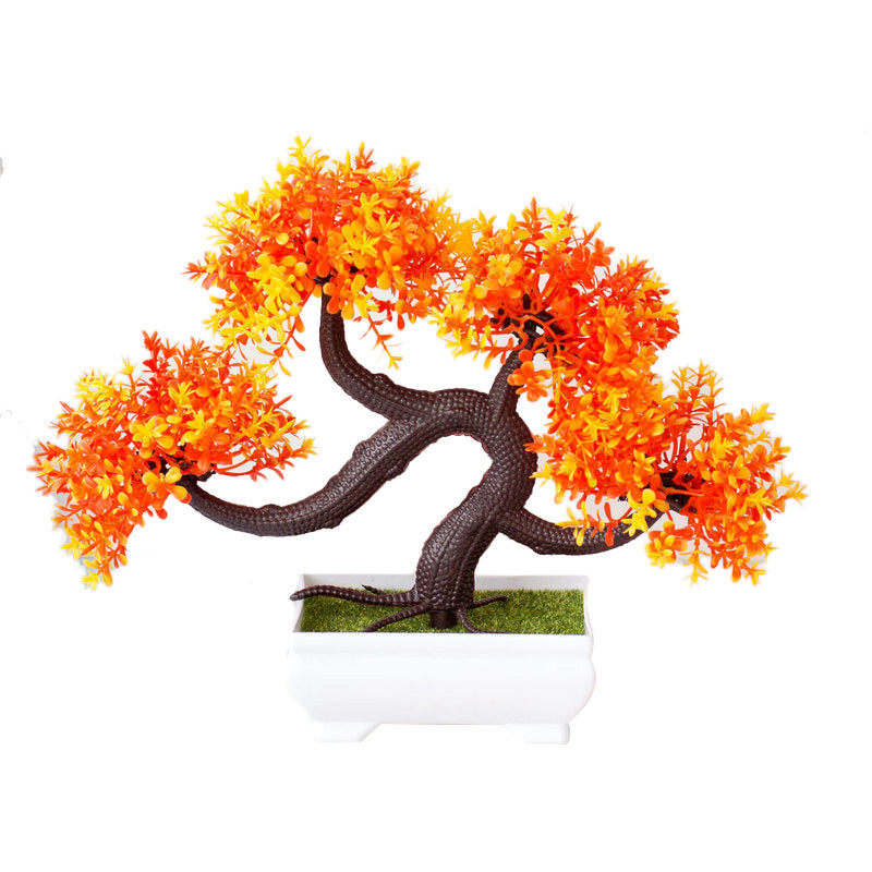 Artificial Silk Flower Potted Plant — Faux Bonsai in Vase