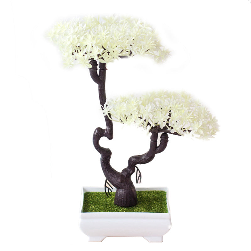 Artificial Silk Flower Potted Plant — Faux Bonsai in Vase