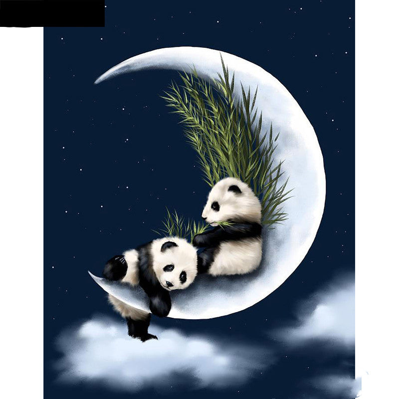 Good night panda diamond painting kit – 6x8" to 24x47" round or square drill sleepy panda moon wall art by Azurra Shop