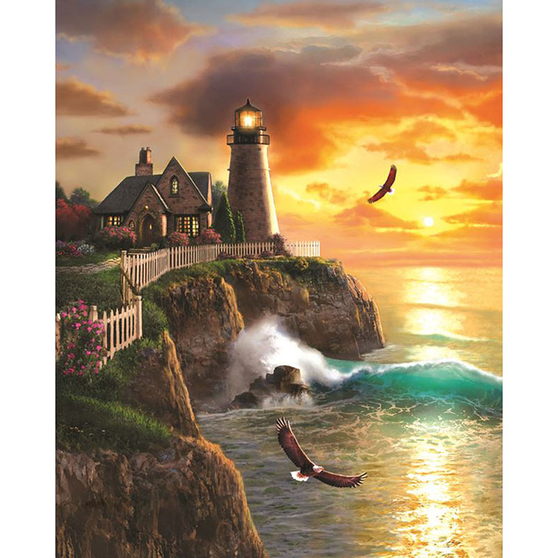 Sunset landscape diamond painting kit – 12x16" to 32x40" round or square drill golden hour nature wall art by Azurra Shop