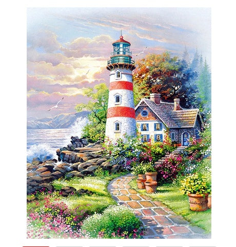 Lighthouse diamond painting kit – 6x8" to 28x35" round or square drill coastal nautical wall art by Azurra Shop