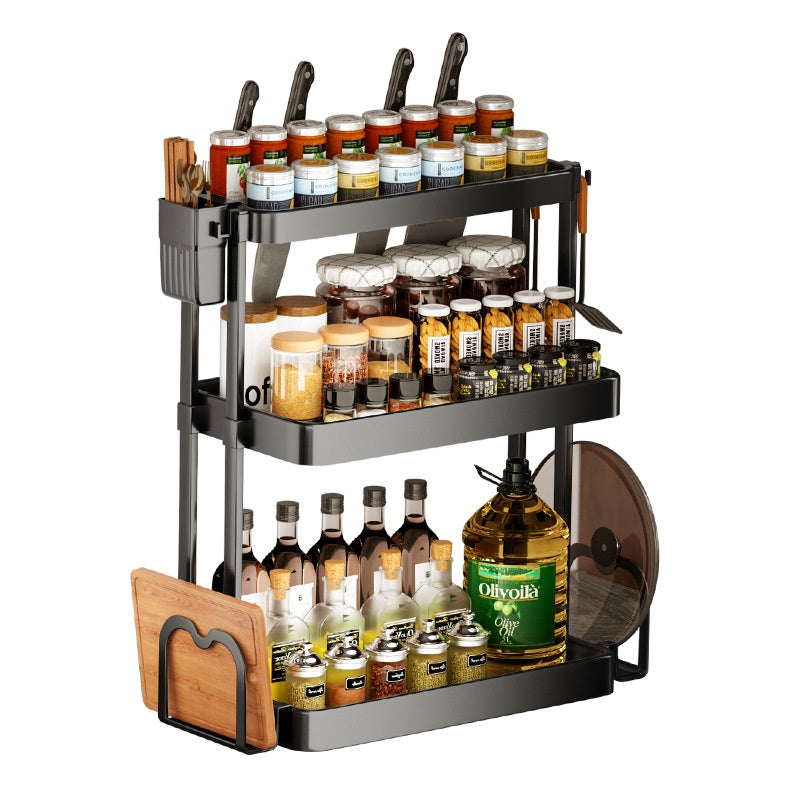 Black Punch-Free Kitchen Seasoning Rack