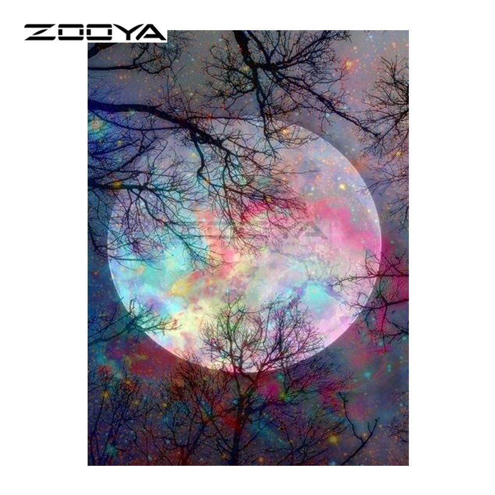 Moonlit night scene diamond painting kit – 5 sizes 8x12" to 24x32" celestial landscape wall art by Azurra Shop