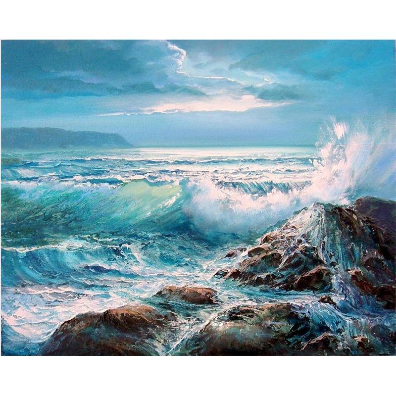 Ocean wave diamond painting kit – 12x16" bold seascape coastal wall art by Azurra Shop