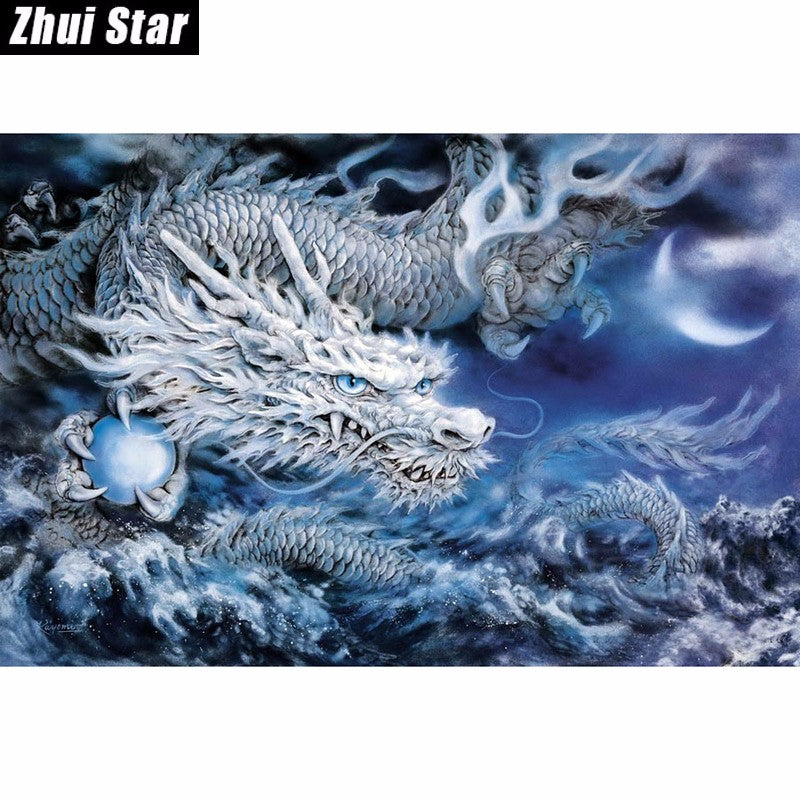 Chinese dragon diamond painting – 47x24" full-drill oil canvas statement wall art by Azurra Shop