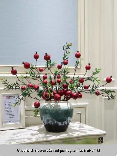 Ceramic Holly Vase with Artificial Floral Arrangement