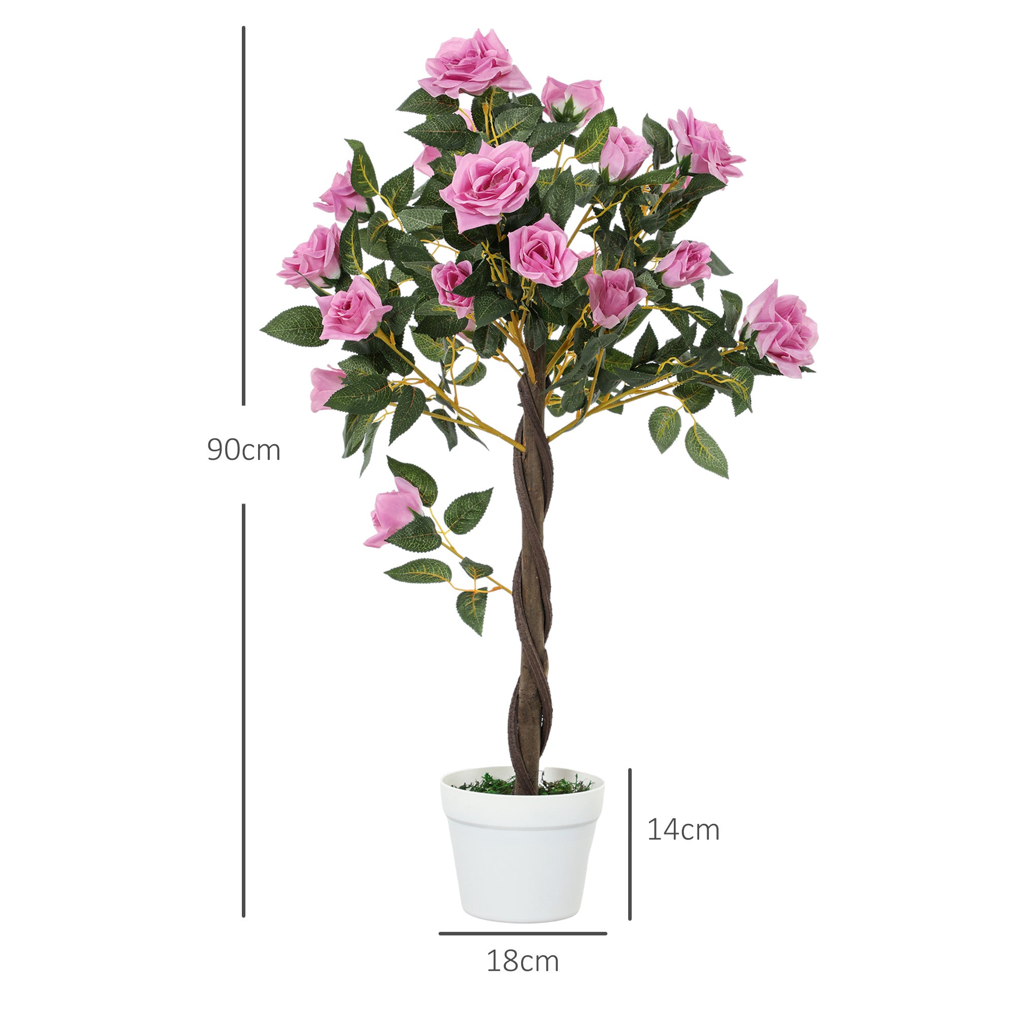 Set of 2 Artificial Rose Floral Trees in Pot — 35" Tall
