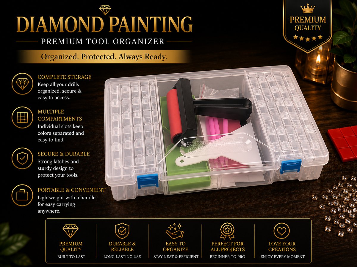 64 piece tool set packed neatly inside its storage case
