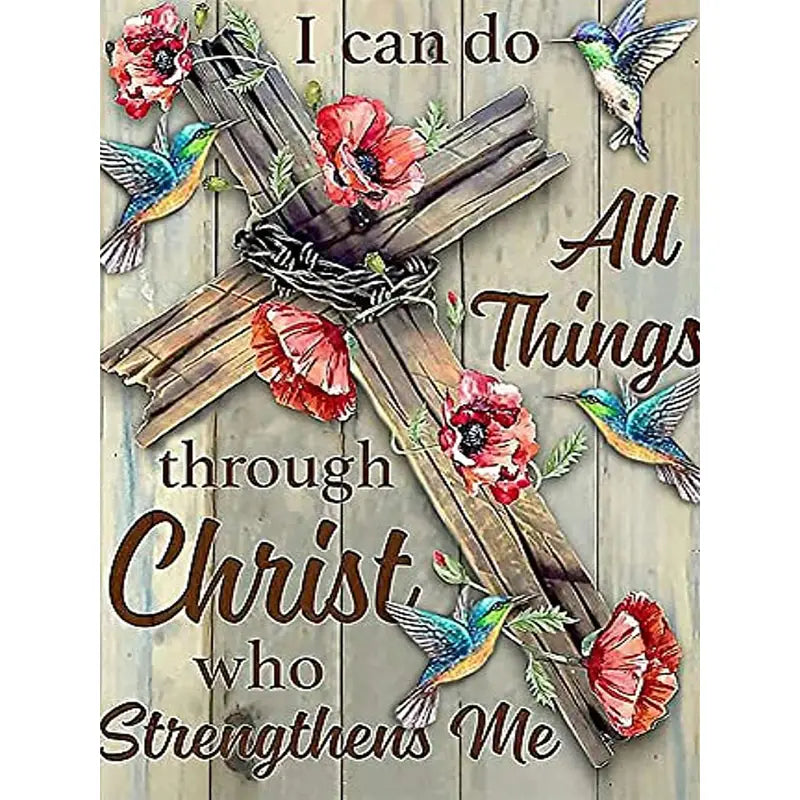 Philippians 4:13 diamond painting kit – 12x20" scripture Bible verse Christian faith wall art by Azurra Shop