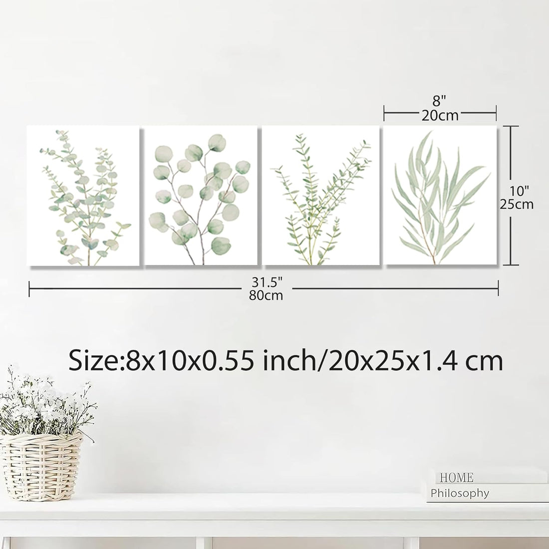 Botanical Plant Canvas Wall Art — Set of 4, Framed