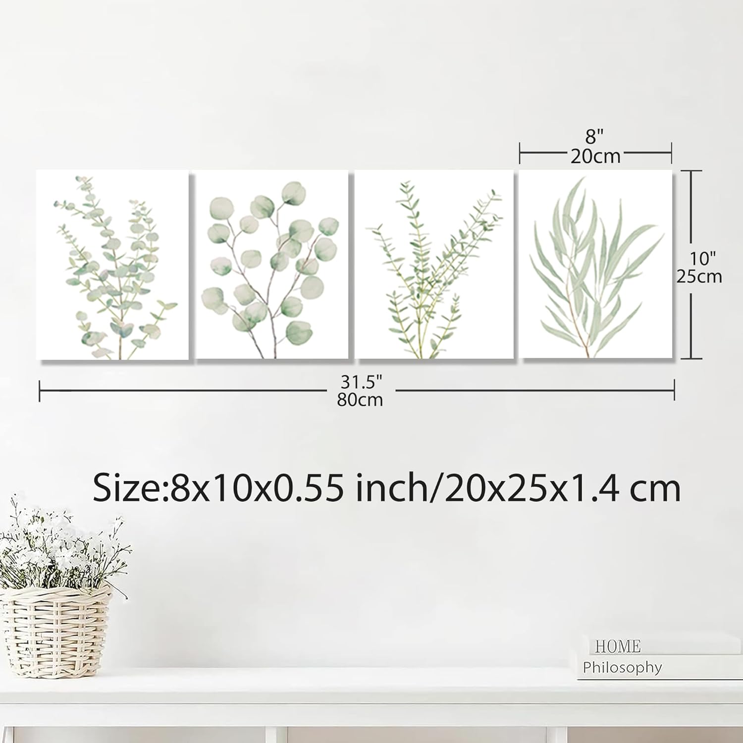 Botanical Plant Canvas Wall Art — Set of 4, Framed