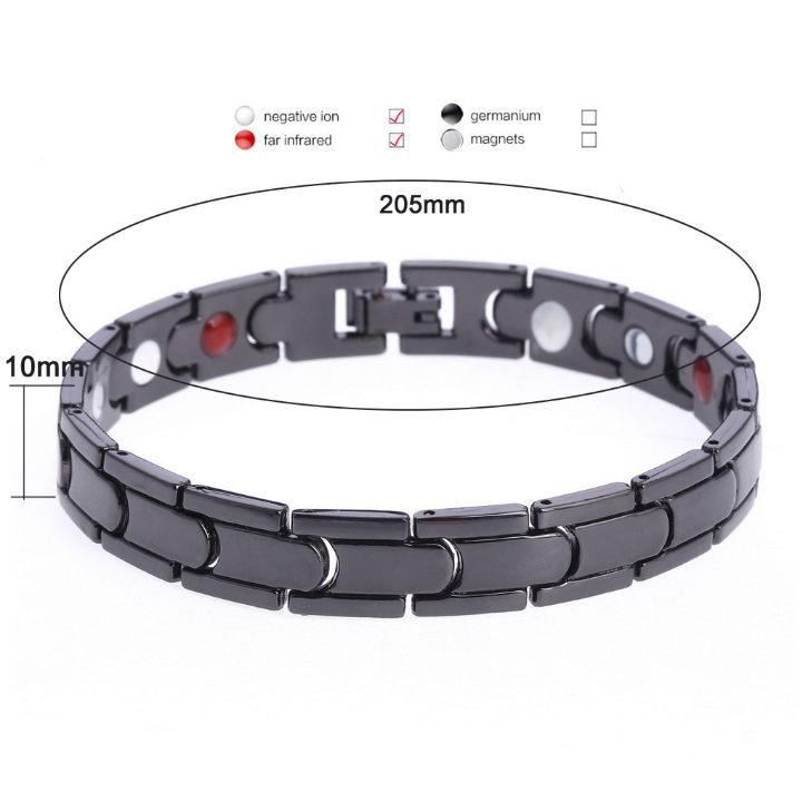 Magnetic Elements Wellness Bracelet in Black - Lightweight Copper Alloy Magnetic Therapy Bracelet | Azurra Shop