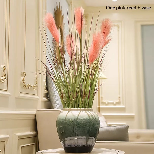 Ceramic Holly Vase with Artificial Floral Arrangement