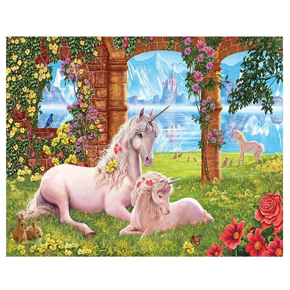 Family Unicorns Diamond Painting - 5D DIY Sparkling Kit 12" x 16" Magical Unicorn Family Design | Azurra Shop