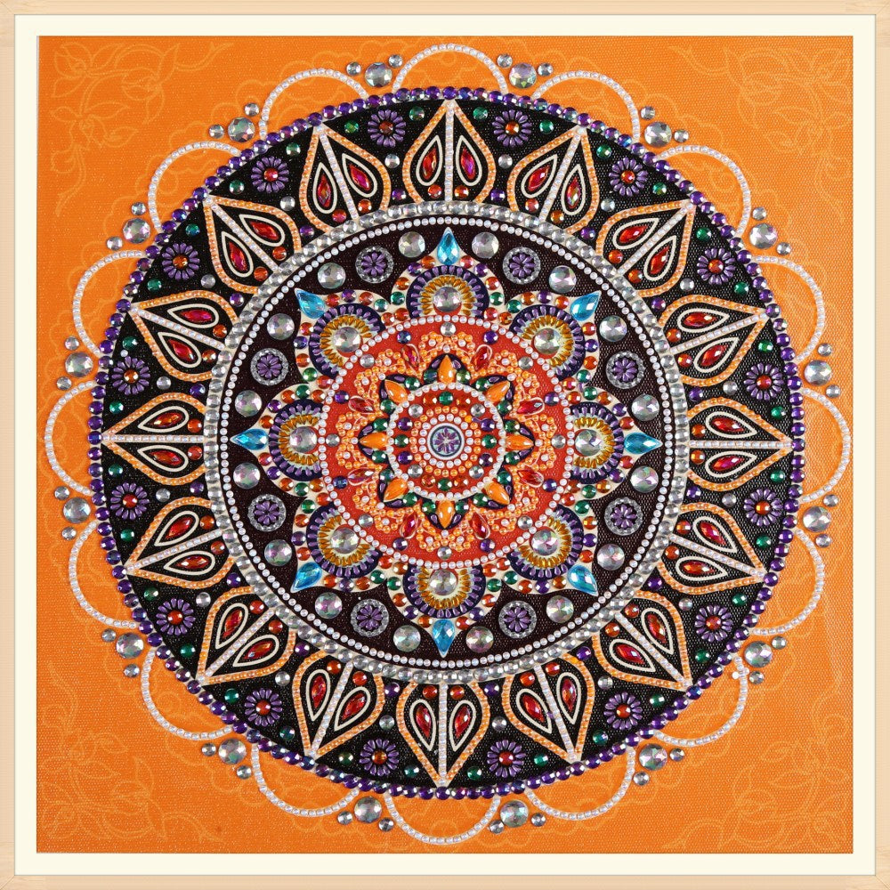 Mandala flower diamond painting kit – 14x14" geometric floral square canvas meditative wall art by Azurra Shop