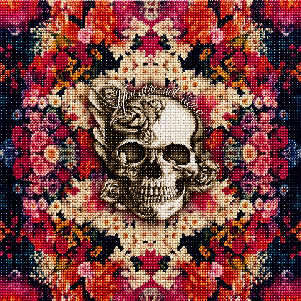 Floral Mandala Skull Diamond Painting Kit