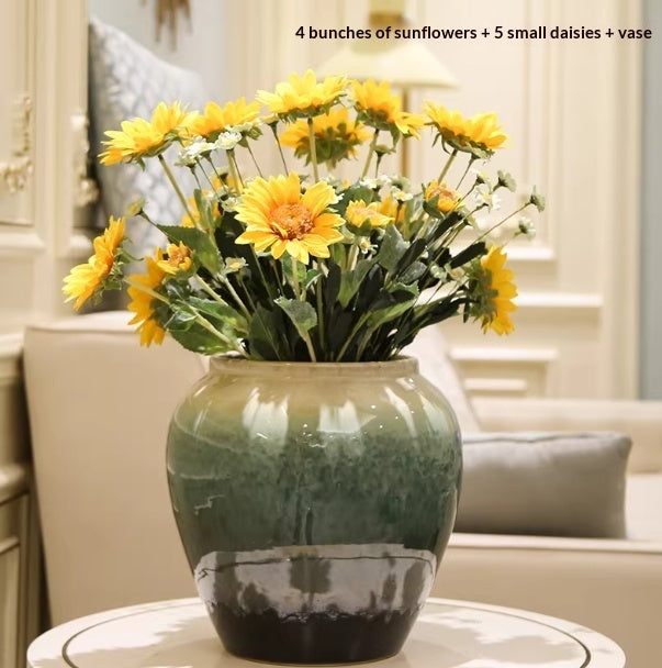 Ceramic Holly Vase with Artificial Floral Arrangement