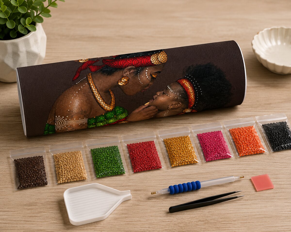 Rolled canvas and full supplies for the African mother&