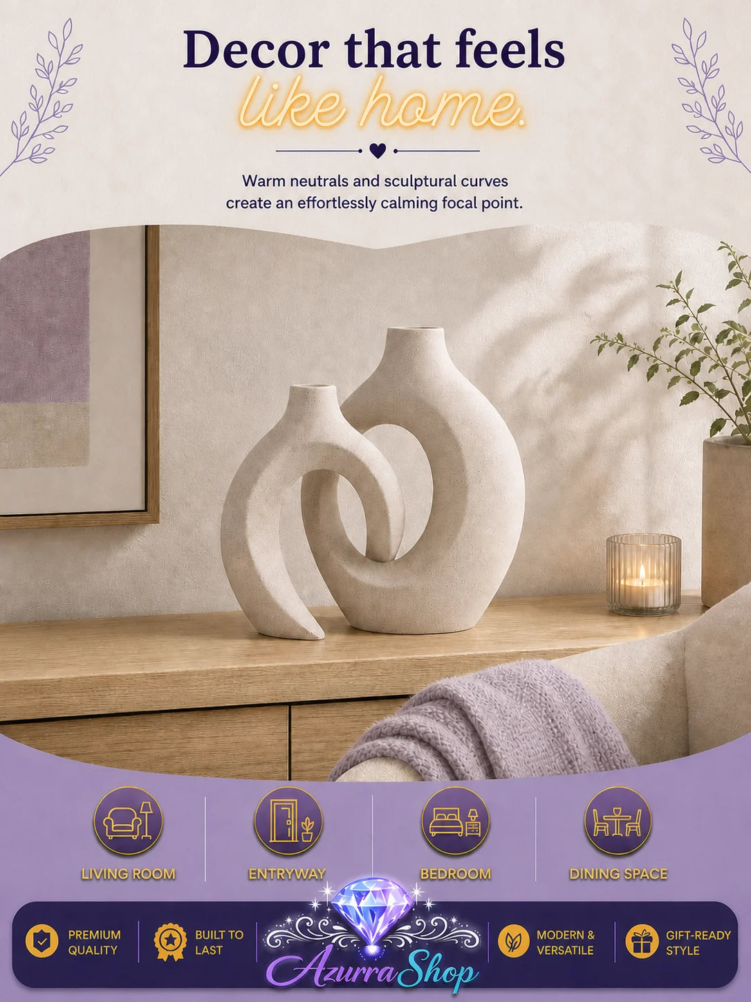 Entwined Ceramic Vase Duo, Set of 2entwined