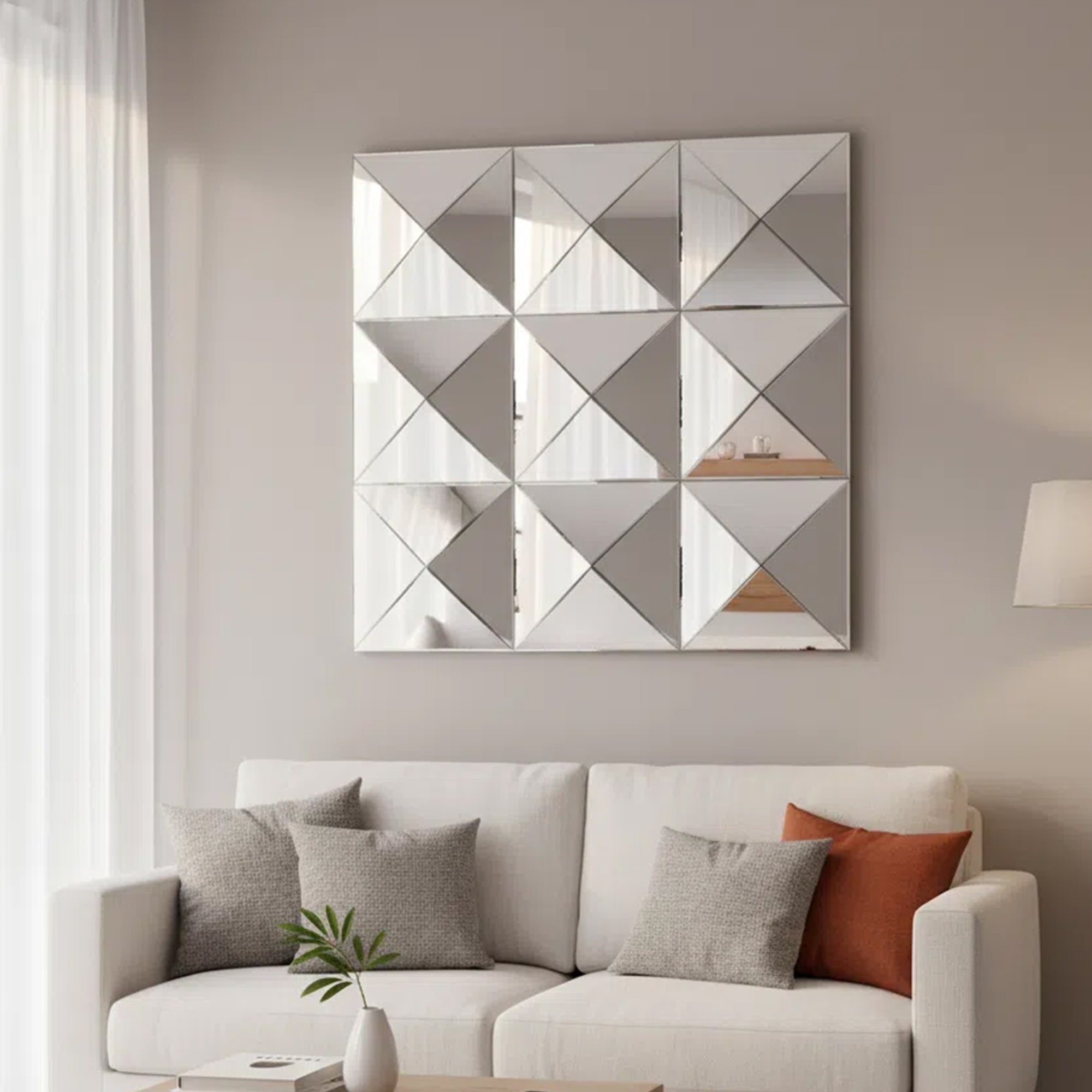 3D Beveled Glass Square Wall Mirror — 32x32"