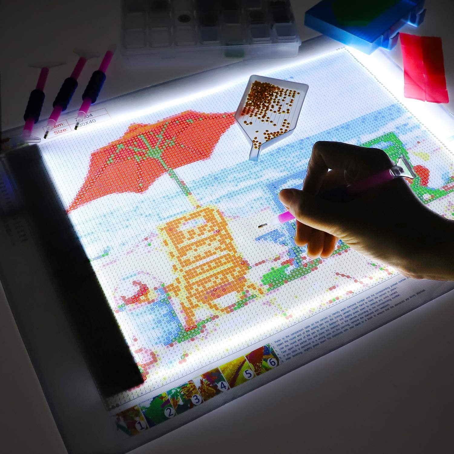 84-Piece Diamond Painting Tool Set with A4 LED Light Board