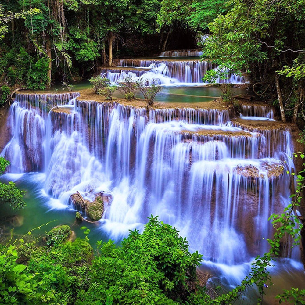 Waterfall scenery diamond painting kit – 12x16" lush nature landscape acrylic diamonds wall art by Azurra Shop