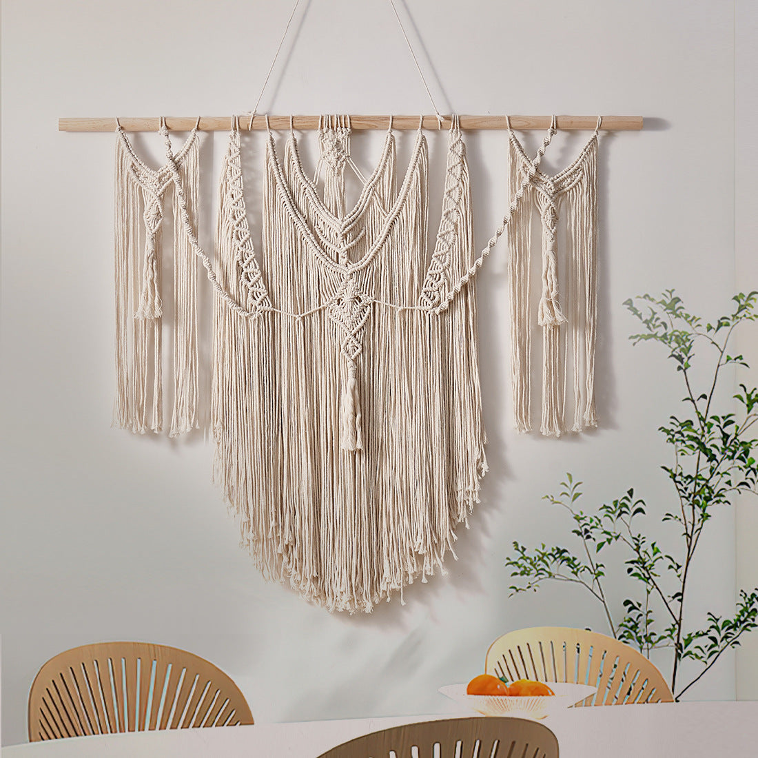 Bohemian Tassel Tapestry Nordic Wall Hanging (Wood stick not included)