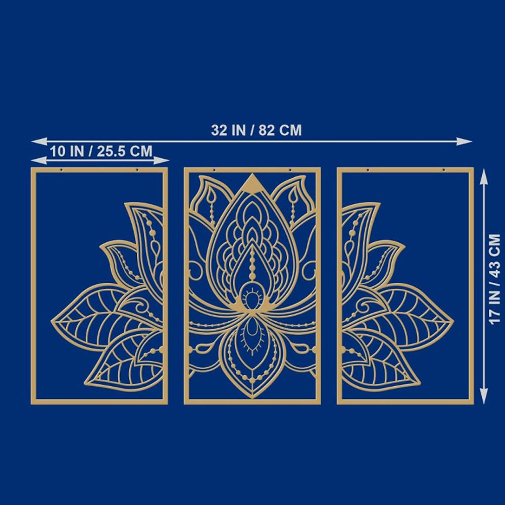 Handmade Metal Golden Lotus Mandala Wall Art