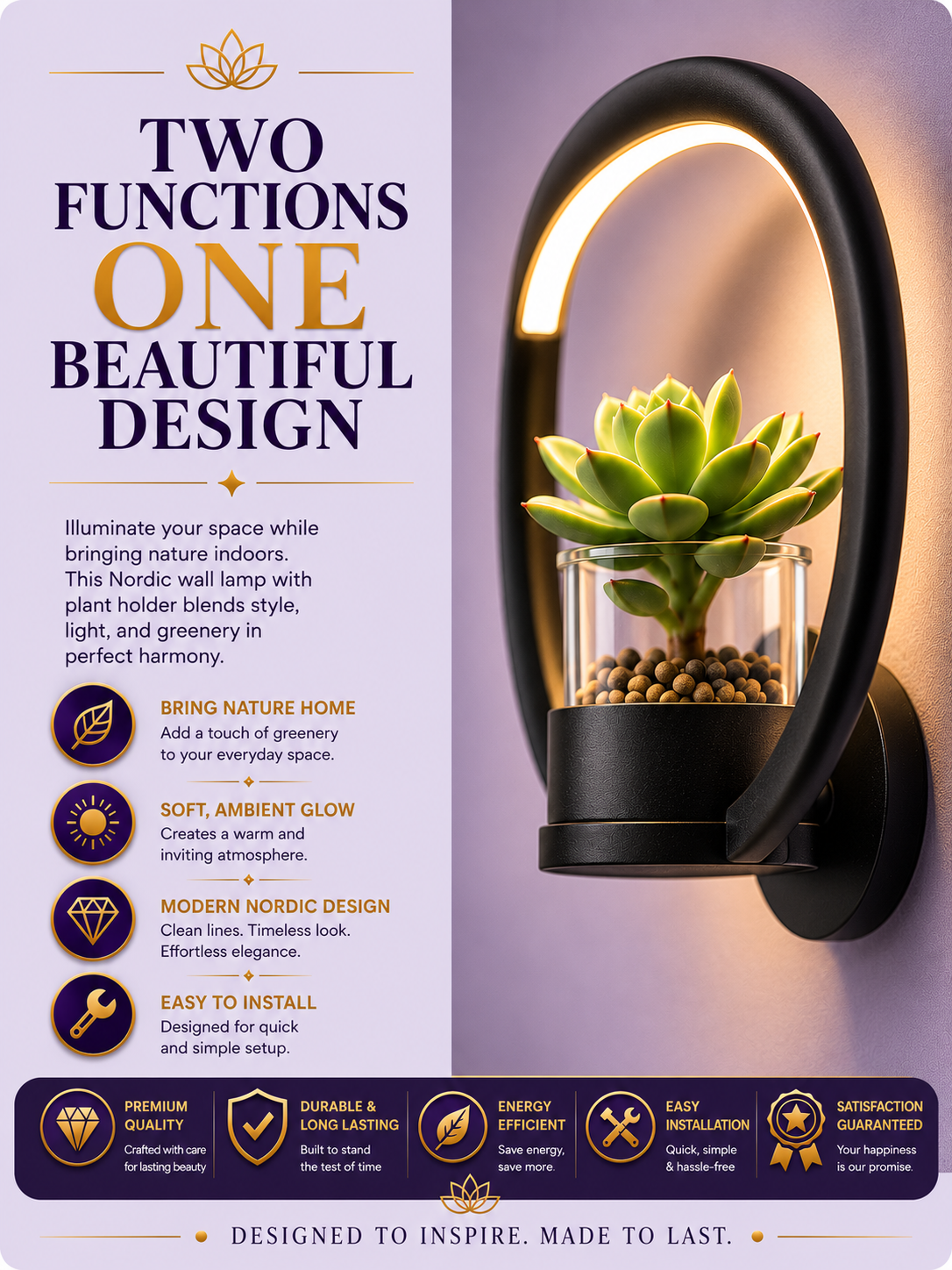 Nordic Planter Wall Lamp – Modern Sconce with Plant Holder for Bedroom & Living Room