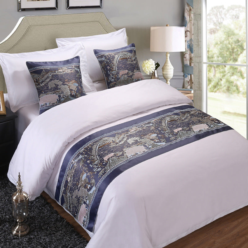 Chinese Classical Style Bed Runner & Pillow Set