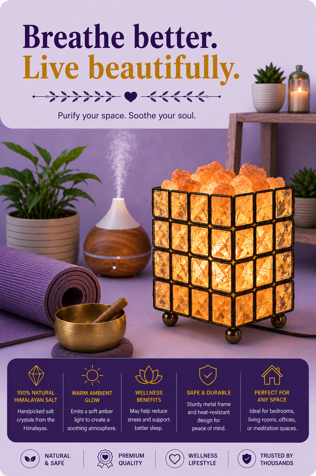Crystal Salt Table Lamp