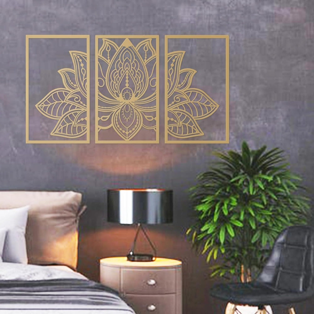 Handmade Metal Golden Lotus Mandala Wall Art