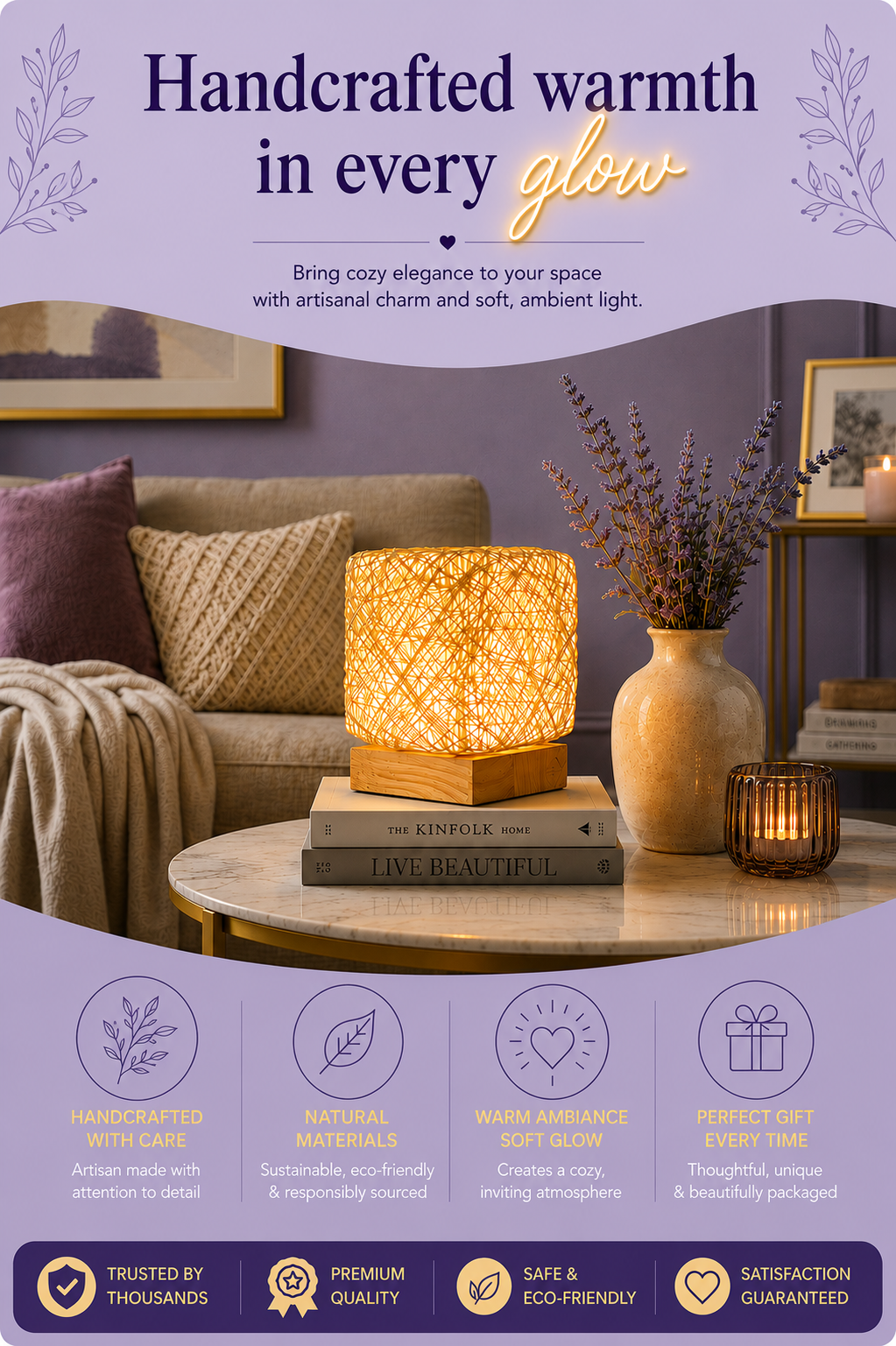 Hand-Knit Rattan LED Desk Lamp