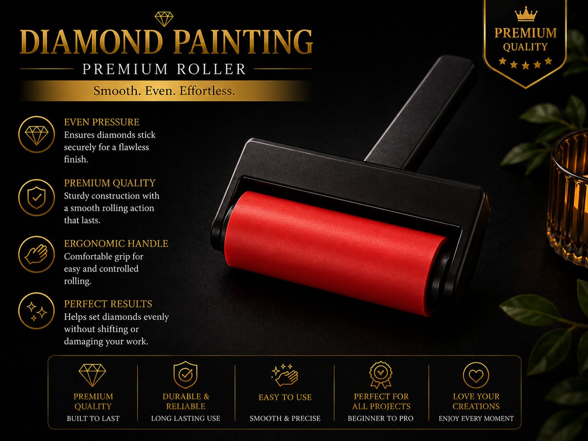 Roller tool included in the diamond painting tool set with brushes