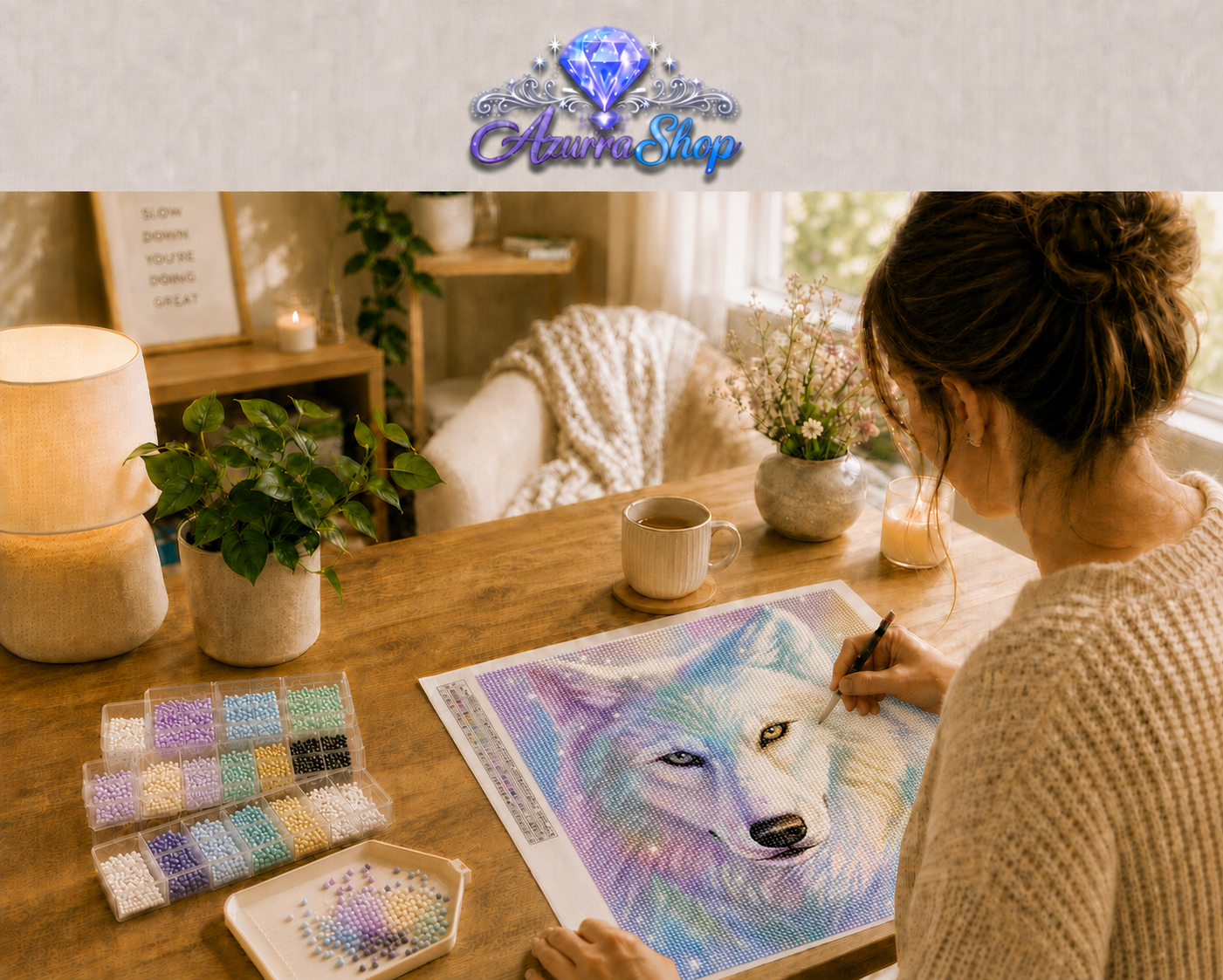 Rainbow Wolf Glow Diamond Painting Kit