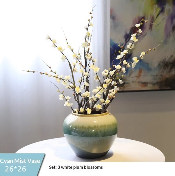 Ceramic Holly Vase with Artificial Floral Arrangement