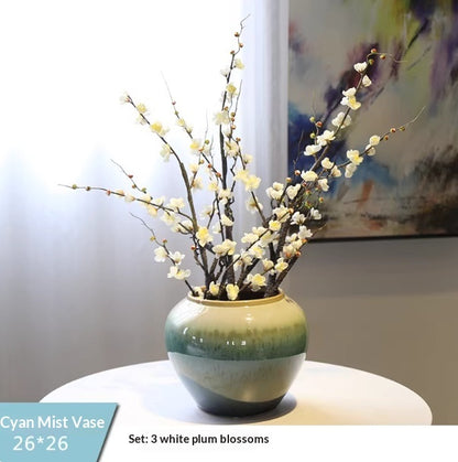 Ceramic Holly Vase with Artificial Floral Arrangement
