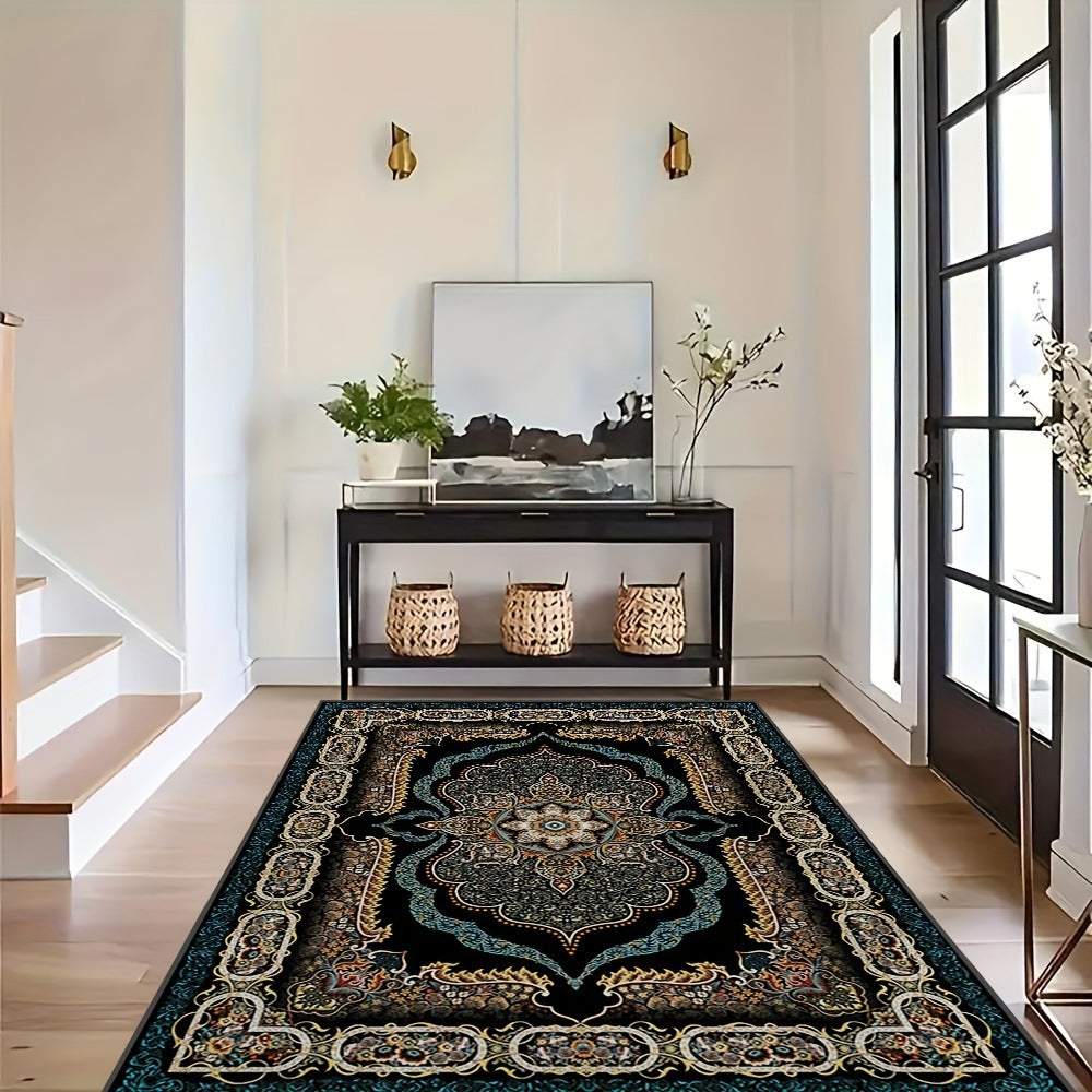 Retro Persian Crystal Velvet Area Rug — printed crystal velvet, water-absorbing, washable, 10 sizes — Azurra Shop