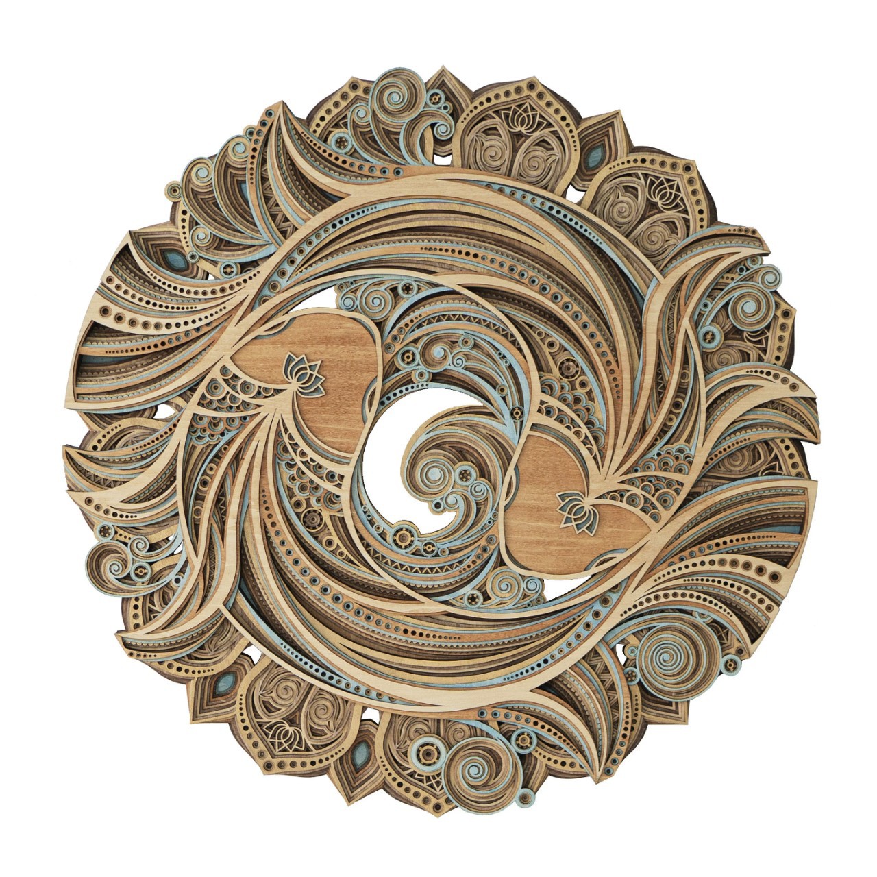 Chinese-style Round Wood Wall Art Painting