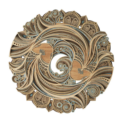Chinese-style Round Wood Wall Art Painting
