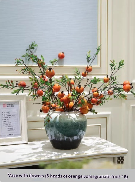 Ceramic Holly Vase with Artificial Floral Arrangement