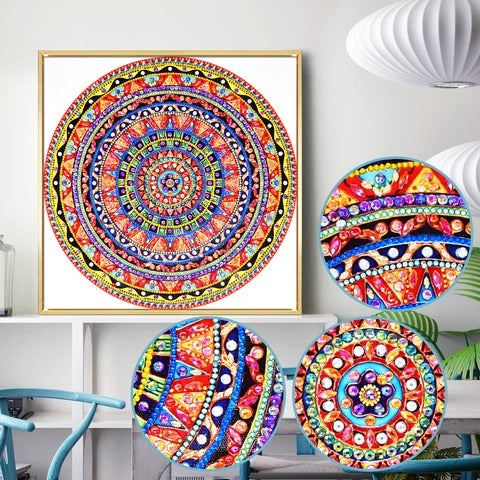 Mandala shaped diamond painting kit – 12x12" bright and special-shaped diamonds by Azurra Shop
