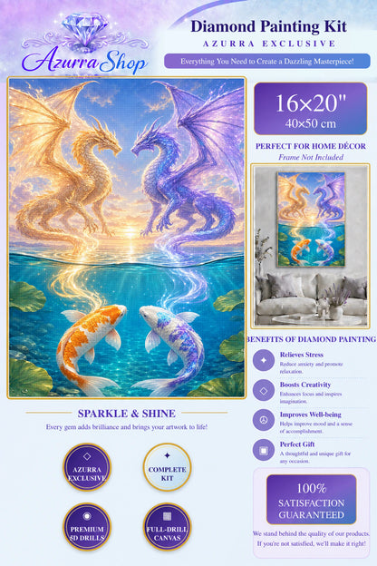 The Light Beneath the Surface Azurra Exclusive 5D diamond painting kit detail and 16X20 size guide