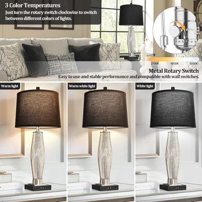 Table Lamps Set of 2 with USB A+C Charging Ports