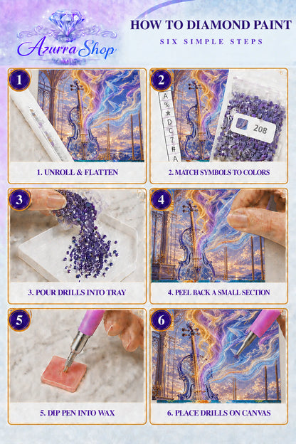 Diamond painting steps for The Song Inside the Glass Azurra Exclusive 5D kit
