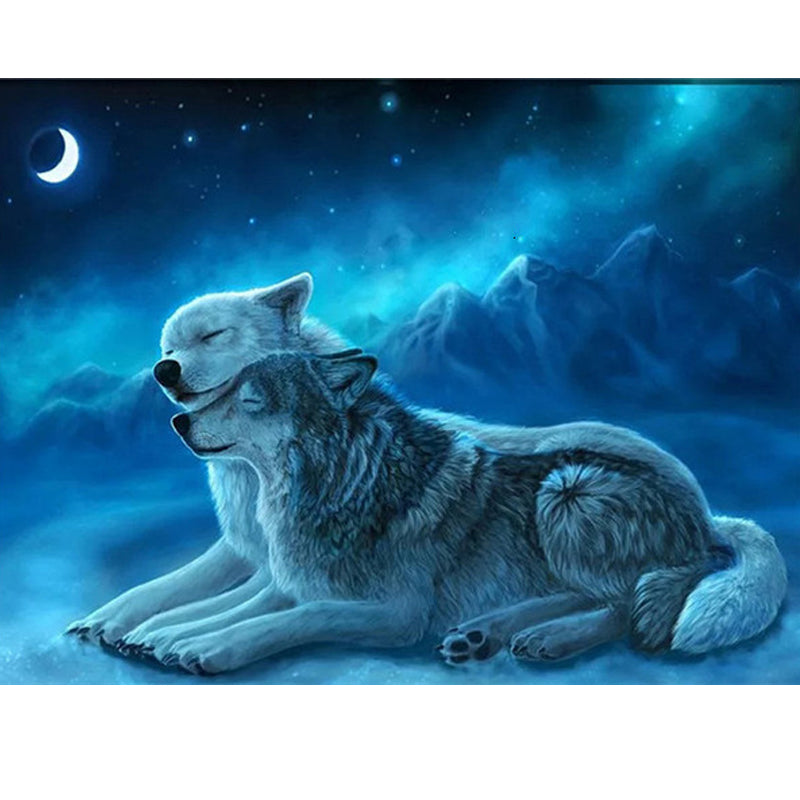 Wolves at Night 5D diamond painting kit full drill DIY art y Azurra Shop